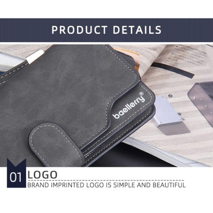 Baellerry Vintage-Geldbörse aus mattem Leder mit mehreren Kartenfächern für Herren, Clutch mit Reißverschluss und Schnalle – Bild 5