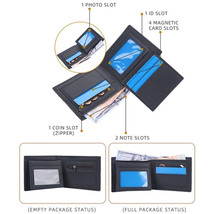 Baellerry Herren-Geldbörse mit Krokodildruck, kurz, Vintage-Geldbörse mit mehreren Kartenfächern – Bild 4