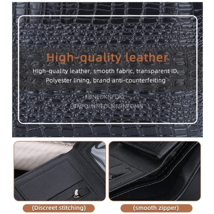 Baellerry Herren-Geldbörse mit Krokodildruck, kurz, Vintage-Geldbörse mit mehreren Kartenfächern – Bild 5