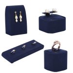 Schmuck-Display-Requisiten, blauer Mikrofaser-Fenster-Halsketten-Ohrring-Ständer – Bild 2