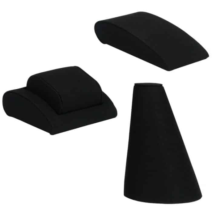 Schwarzer Mikrofaser-Halsketten-Ring-Schmuckständer. Live-Schmuckständer – Bild 2