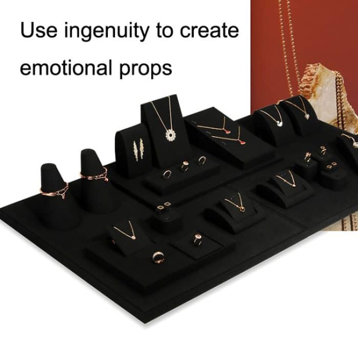 Schwarzer Mikrofaser-Halsketten-Ring-Schmuckständer. Live-Schmuckständer – Bild 5