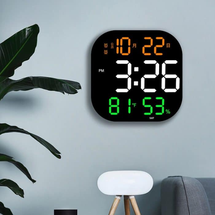 13-Zoll-LED-Acryl-Elektronikuhr, quadratische Großbild-Wanduhr mit Timing-Temperatur- und Luftfeuchtigkeitsregelung, 6632 White Light, 6632 Orange White Green, 6632 White Blue, 6632 White Orange, 6632 White Red – Bild 11