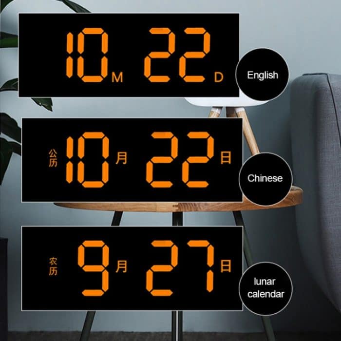 13-Zoll-LED-Acryl-Elektronikuhr, quadratische Großbild-Wanduhr mit Timing-Temperatur- und Luftfeuchtigkeitsregelung, 6632 White Light, 6632 Orange White Green, 6632 White Blue, 6632 White Orange, 6632 White Red – Bild 9