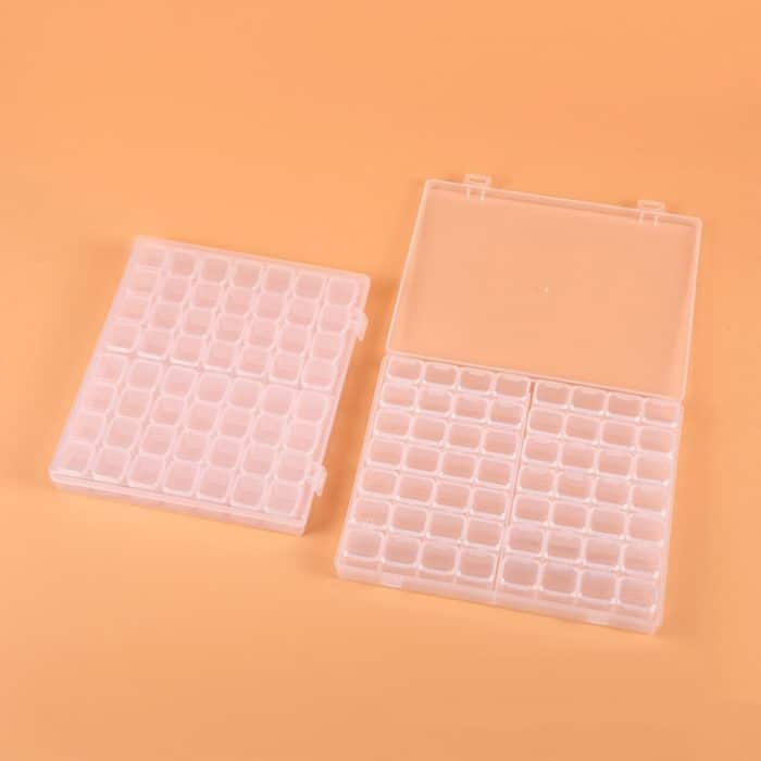 2 Stück 56 Slots transparente Kunststoff-Aufbewahrungsbox Schmuck Nail Art Strass Perlen Box – Bild 1