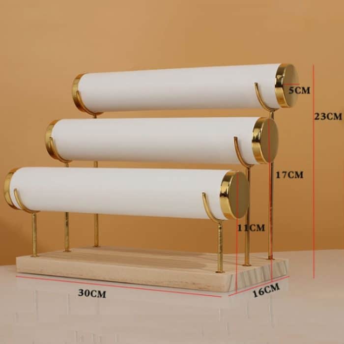 Dreischichtiger Metallständer mit Holzboden, Schmuckständer, Armband, Uhr, Armreif – Bild 3