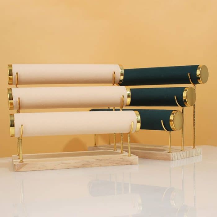 Dreischichtiger Metallständer mit Holzboden, Schmuckständer, Armband, Uhr, Armreif – Bild 4