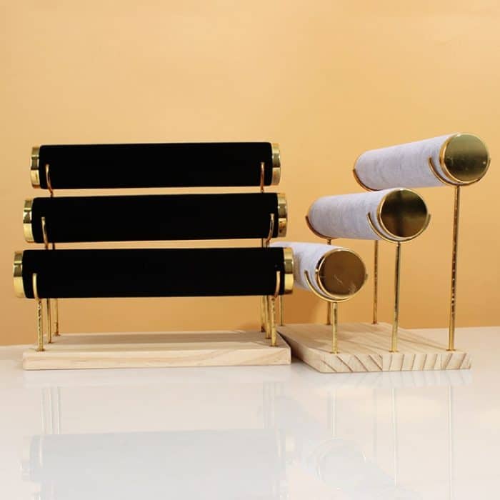 Dreischichtiger Metallständer mit Holzboden, Schmuckständer, Armband, Uhr, Armreif – Bild 5