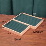 Massive Holz-Samt-Schmuck-Display-Tablett, Ring-Ohrring-Armband-Aufbewahrungs- und Organisationsbox – Bild 3