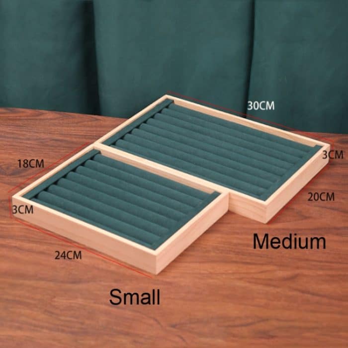 Massive Holz-Samt-Schmuck-Display-Tablett, Ring-Ohrring-Armband-Aufbewahrungs- und Organisationsbox – Bild 3