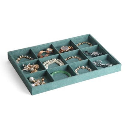 Multifunktionales Schmuck-Display-Tablett aus Wildleder für Halsketten, Armbänder, Armreifen