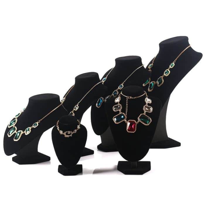 Wildleder-Portrait-Hals-Modell-Ständer, Halskette, Schmuck-Präsentationsständer, Schmuckhalter – Bild 3