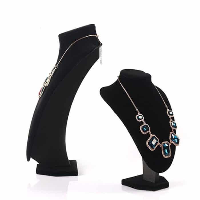 Wildleder-Portrait-Hals-Modell-Ständer, Halskette, Schmuck-Präsentationsständer, Schmuckhalter – Bild 4