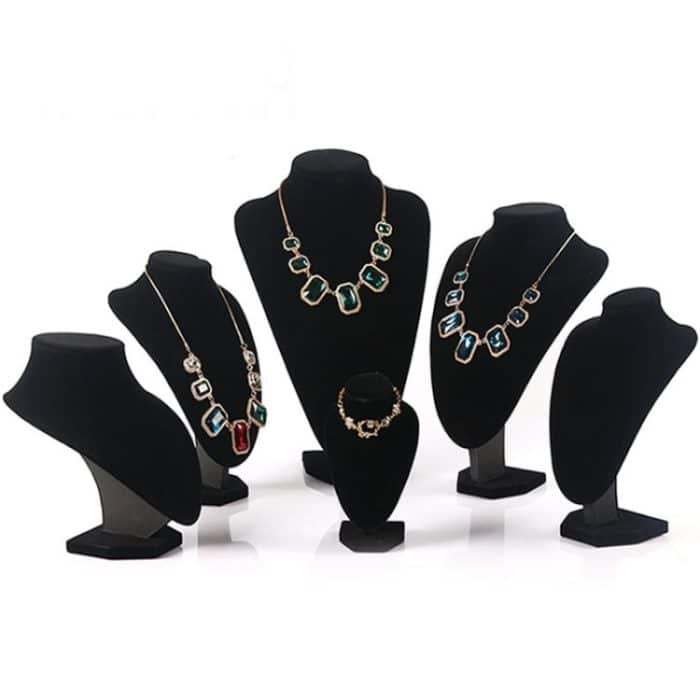 Wildleder-Portrait-Hals-Modell-Ständer, Halskette, Schmuck-Präsentationsständer, Schmuckhalter – Bild 5