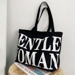 Damen-Tasche mit bedrucktem Buchstaben-Canvas, einzelne Schultertasche