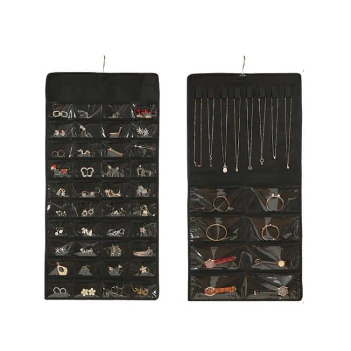 TBD0604066901A.jpg 48-Gitter-Schmuckaufbewahrungs-Hängetasche. Mon-gewebte, doppelseitige Schmuck-Organizer-Tasche – Bild 1