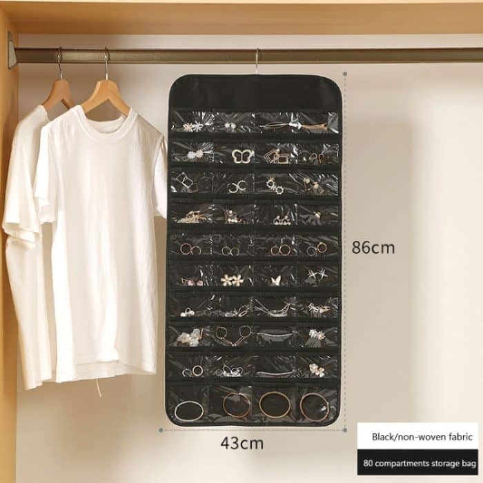 80-Gitter-Schmuckaufbewahrungs-Hängetasche. Mon-gewebte, doppelseitige Schmuck-Organizer-Tasche – Bild 2