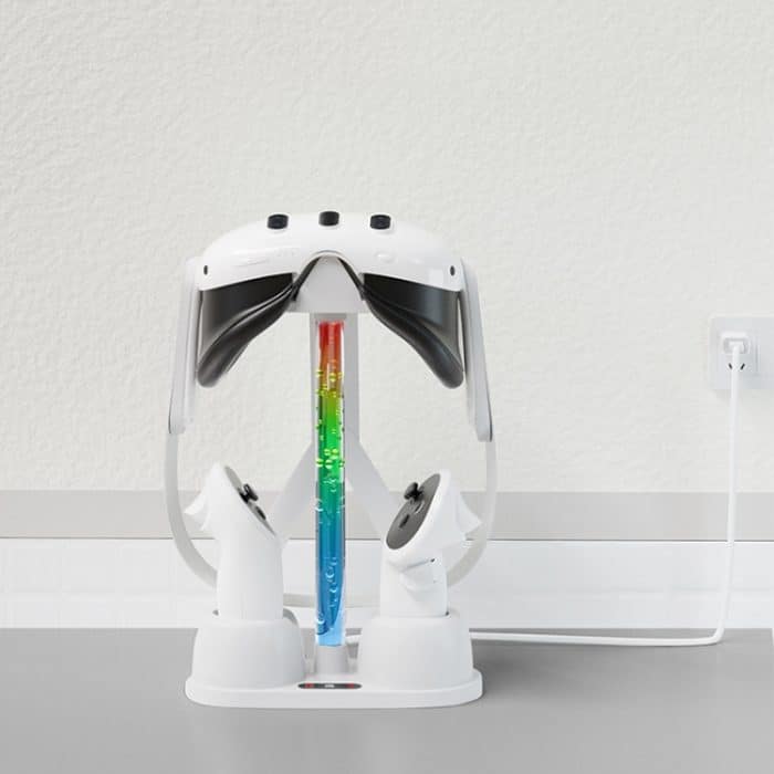 Für Oculus/Meta Quest 3 VR-Brillen, Ladestation, Aufbewahrungshalterung mit coolem RGB-Licht, Charging Base – Bild 7