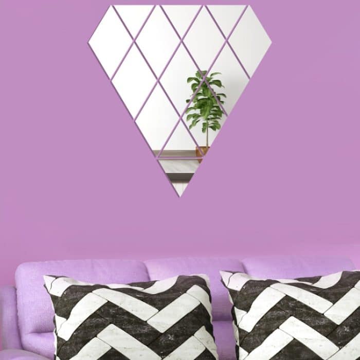 14 teile/satz Acryl Diamant Spiegel Stereo Wand Aufkleber Hause Hintergrund Wand Dekoration, Diamond – Bild 3