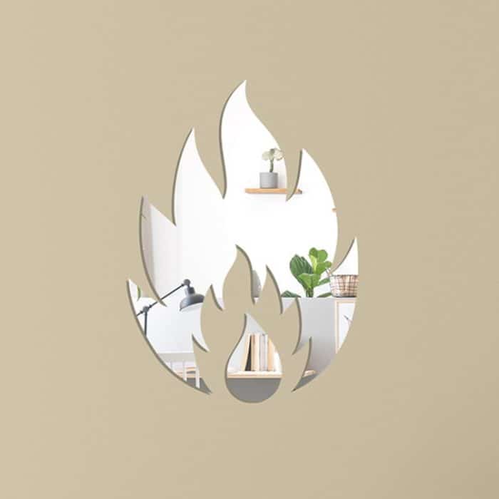 2 teile/satz Acryl Flamme Spiegel Stereo Wand Aufkleber Hause Dekoration Weichen Spiegel, Flame – Bild 1