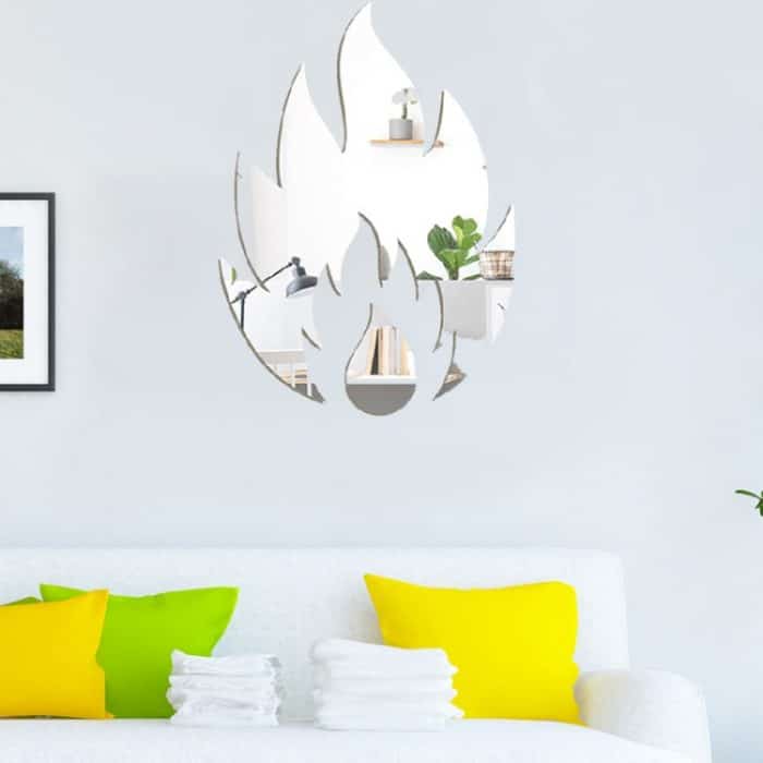 2 teile/satz Acryl Flamme Spiegel Stereo Wand Aufkleber Hause Dekoration Weichen Spiegel, Flame – Bild 3