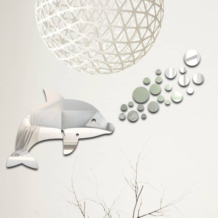 22 teile/satz Acryl Delphin Spucken Blasen Spiegel Wand Aufkleber Hause Dekoration Weichen Spiegel, Dolphin Spitting Bubbles – Bild 3