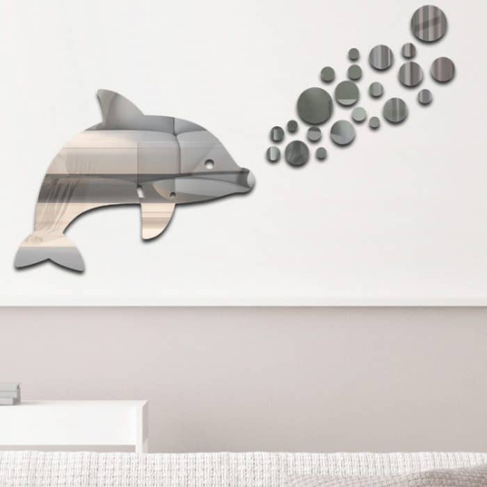 22 teile/satz Acryl Delphin Spucken Blasen Spiegel Wand Aufkleber Hause Dekoration Weichen Spiegel, Dolphin Spitting Bubbles – Bild 4