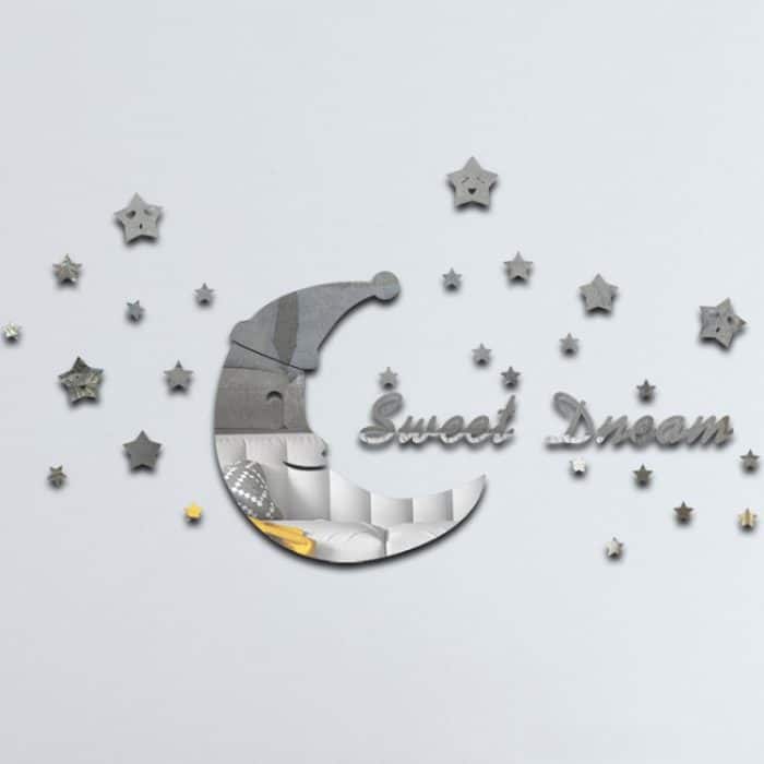 TBD0604115701A.jpg 32 teile/satz Acryl SweetDream Spiegel Stereo Wand Aufkleber Hause Dekoration Weichen Spiegel, SweetDream – Bild 1