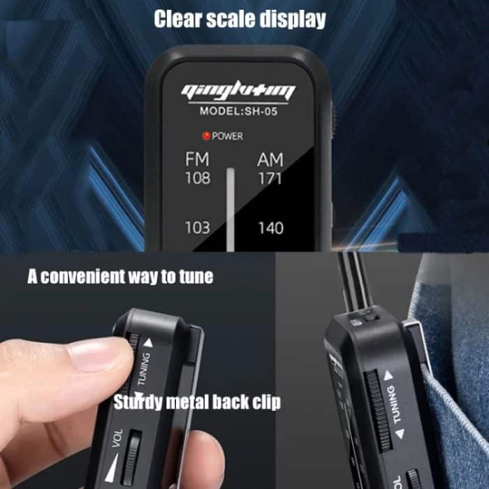 SH-05 Mini-Hörtest. Spezielles Pin-Typ-FM/AM-Zweibandradio mit Clip auf der Rückseite – Bild 4