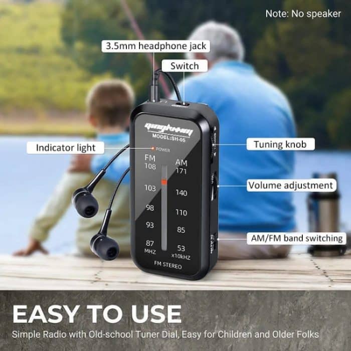 SH-05 Mini-Hörtest. Spezielles Pin-Typ-FM/AM-Zweibandradio mit Clip auf der Rückseite – Bild 6