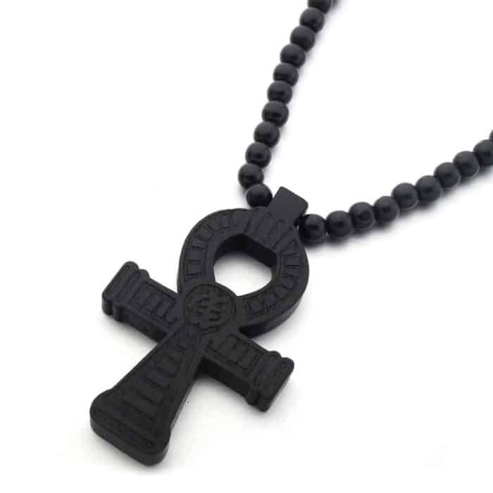 TBD0604120502.jpg Holzperlen Kreuz Anhänger Halskette Hip Hop Schmuck – Bild 1