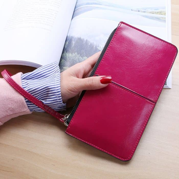 Damen-Geldbörse mit langem Reißverschluss und mehreren Kartenfächern, multifunktionale Handgelenk-Geldbörse – Bild 2