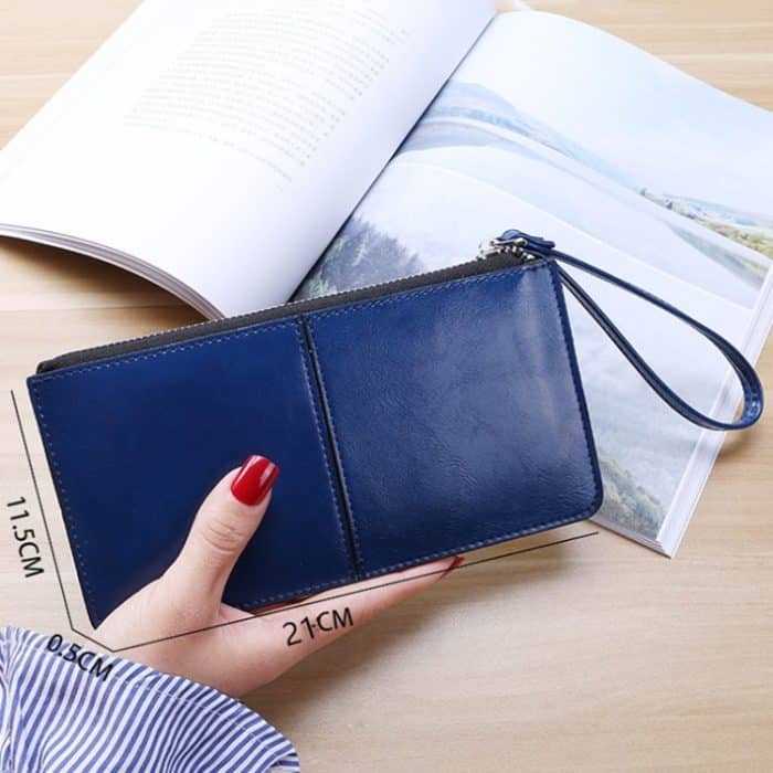 Damen-Geldbörse mit langem Reißverschluss und mehreren Kartenfächern, multifunktionale Handgelenk-Geldbörse – Bild 3