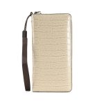 Lange Damen-Clutch mit Krokodildruck und mehreren Kartenpositionen, mit Reißverschluss