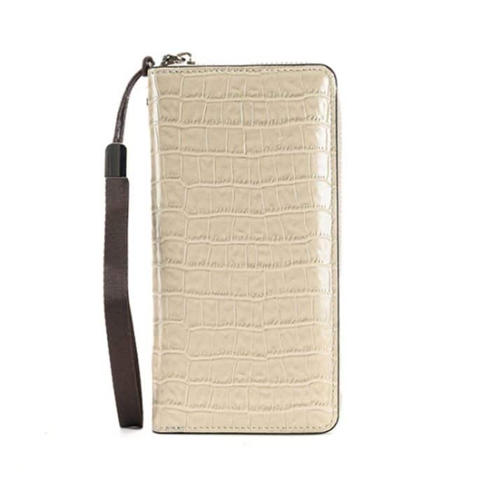 Lange Damen-Clutch mit Krokodildruck und mehreren Kartenpositionen, mit Reißverschluss – Bild 1