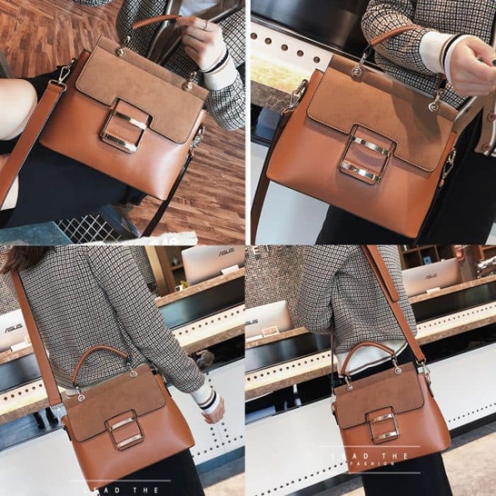 Damen-Umhängetasche, mattiert, breiter Schultergurt, quadratische Tasche, Einzel-Umhängetasche – Bild 4