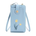 Bedruckte Einzelschulter-Crossbody-Tasche für Damen, lange Blumen-Handytasche
