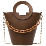 Lässige Damen-Eimer-Handtasche mit runder Kette und Schulter-Umhängetasche – Bild 2