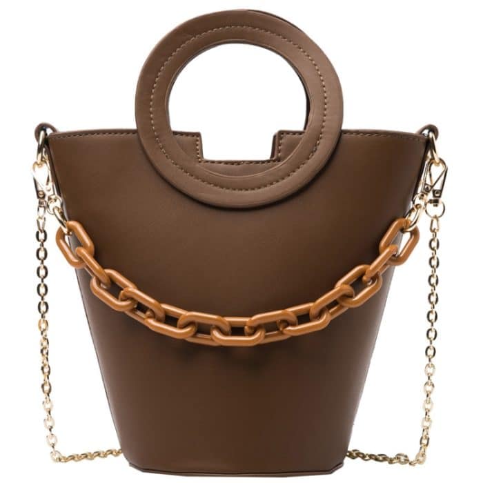 Lässige Damen-Eimer-Handtasche mit runder Kette und Schulter-Umhängetasche – Bild 2