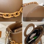 Lässige Damen-Eimer-Handtasche mit runder Kette und Schulter-Umhängetasche – Bild 4