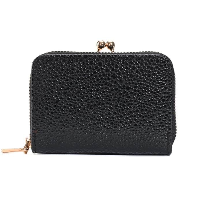 Geldbörse mit Lychee-Muster, Kartenclip, kurze Damen-Geldbörse mit Metallclip und Schnalle – Bild 3