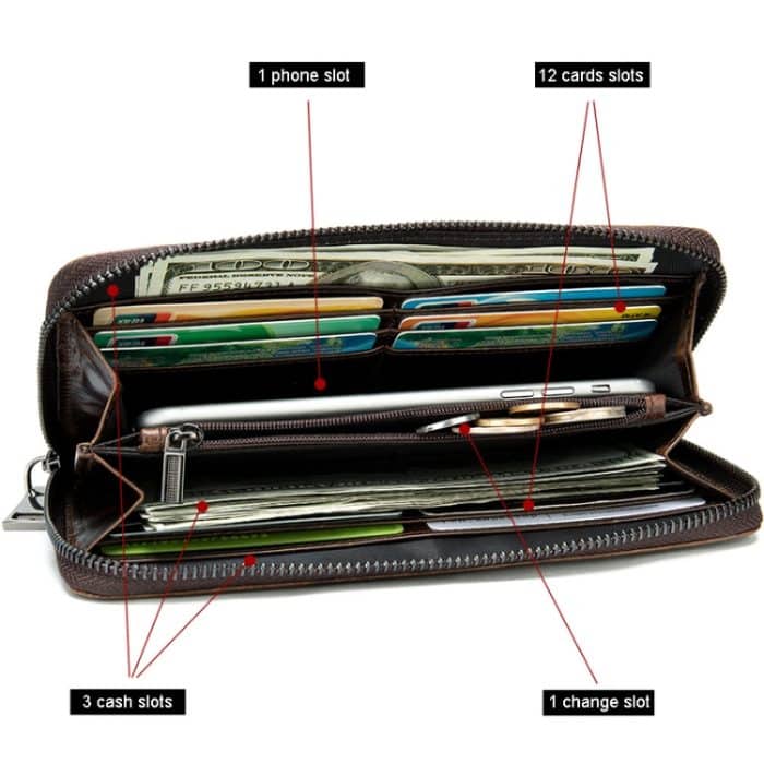 Lange Business-Geldbörse für Herren mit Krokodilmuster und mehreren Karten, Clutch – Bild 5