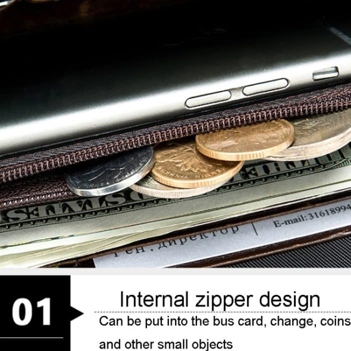 Lange Business-Geldbörse für Herren mit Krokodilmuster und mehreren Karten, Clutch – Bild 7