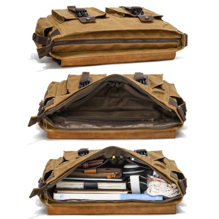 Outdoor-Umhängetasche aus Leder, gewachstes Canvas, Freizeittasche, S11 Gray, S11  Army Green, S11  Khaki – Bild 5