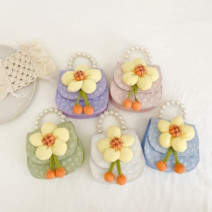 Kinder Cartoon Blume Perle Handtasche Prinzessin Umhängetasche Geldbörse – Bild 2