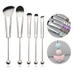 5-in-1-Make-up-Pinsel-Set mit Metallgriff, DIY-Perlen, für Rouge, loses Puder, schräger Lidschattenpinsel