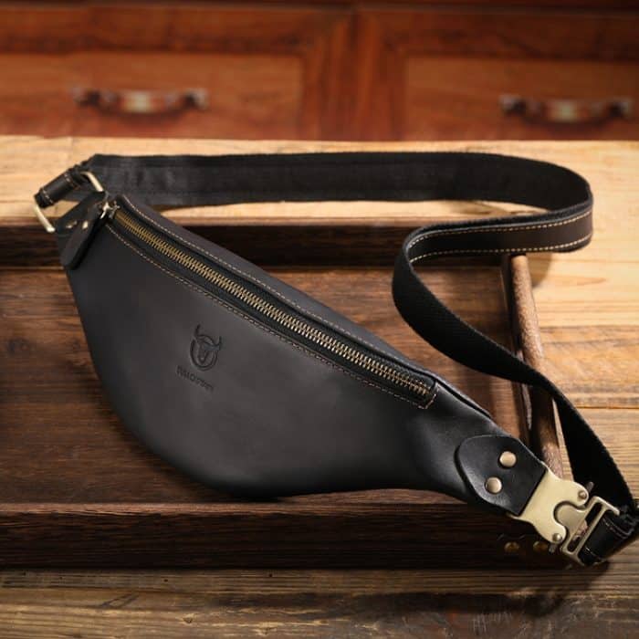 Bull Captain Retro Crazy Horse Leder Herren Gürteltasche Umhängetasche Umhängetasche – Bild 1