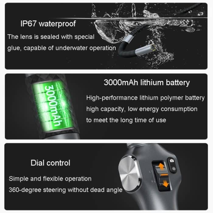 Teslong TD500 HD 5-Zoll-Großbildschirm, 360-Grad-Endoskop mit Doppellenkung, Überholung von Industriekomponenten – Bild 12