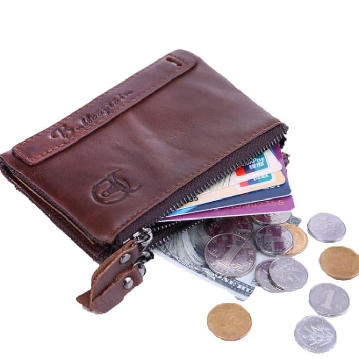 BULL CAPTAIN QB06 Retro First-Layer-Rindsleder-Anti-Diebstahl-Reißverschluss-Geldbörse, kurze Führerschein-Münzklammer – Bild 11