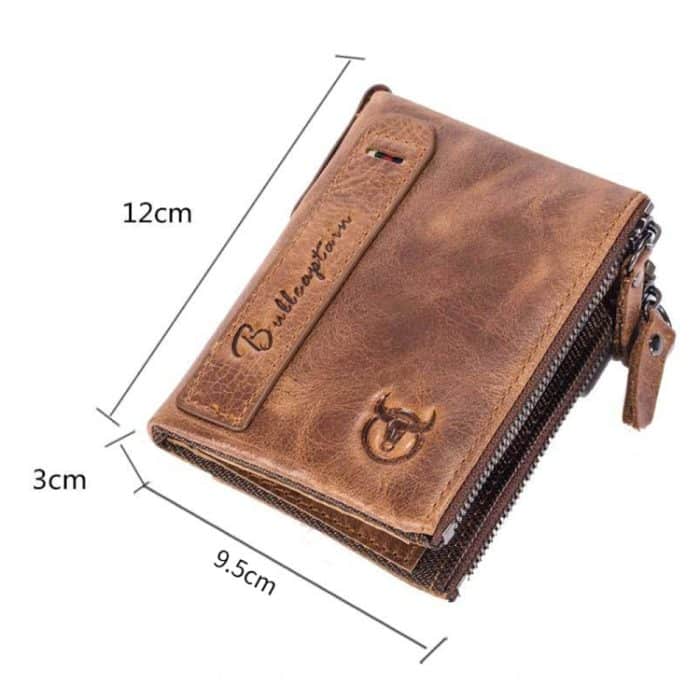 BULL CAPTAIN QB06 Retro First-Layer-Rindsleder-Anti-Diebstahl-Reißverschluss-Geldbörse, kurze Führerschein-Münzklammer – Bild 2